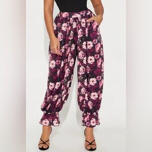 Floral Print Crepe Pants